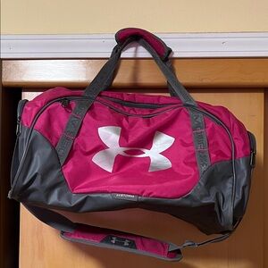 Under Armour Magenta and Charcoal Duffel Bag